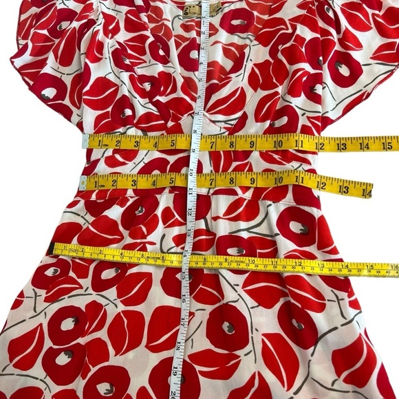 Karakorum Floral Poppy Print V Neck Fit & Flare Short Sleeve Dress Women’s Sz Lg - Picture 9 of 14